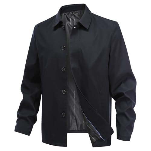 Mens Casual Jacket Button Windbreaker Spring Fall Daily Coat