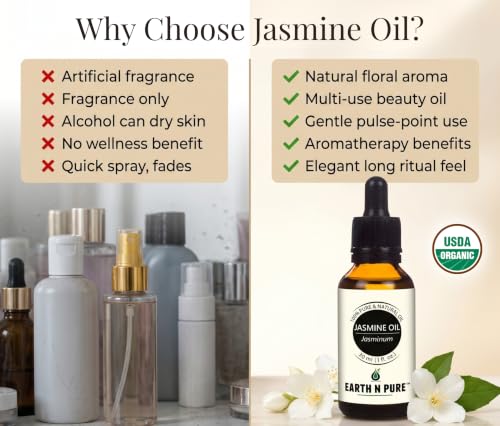 Image of Earth N Pure Jasmine Essential Oil | 100% Pure, Natural & Undiluted | Steam Distilled | Relaxation, Radiant Skin & Nourished Hair | 15ml