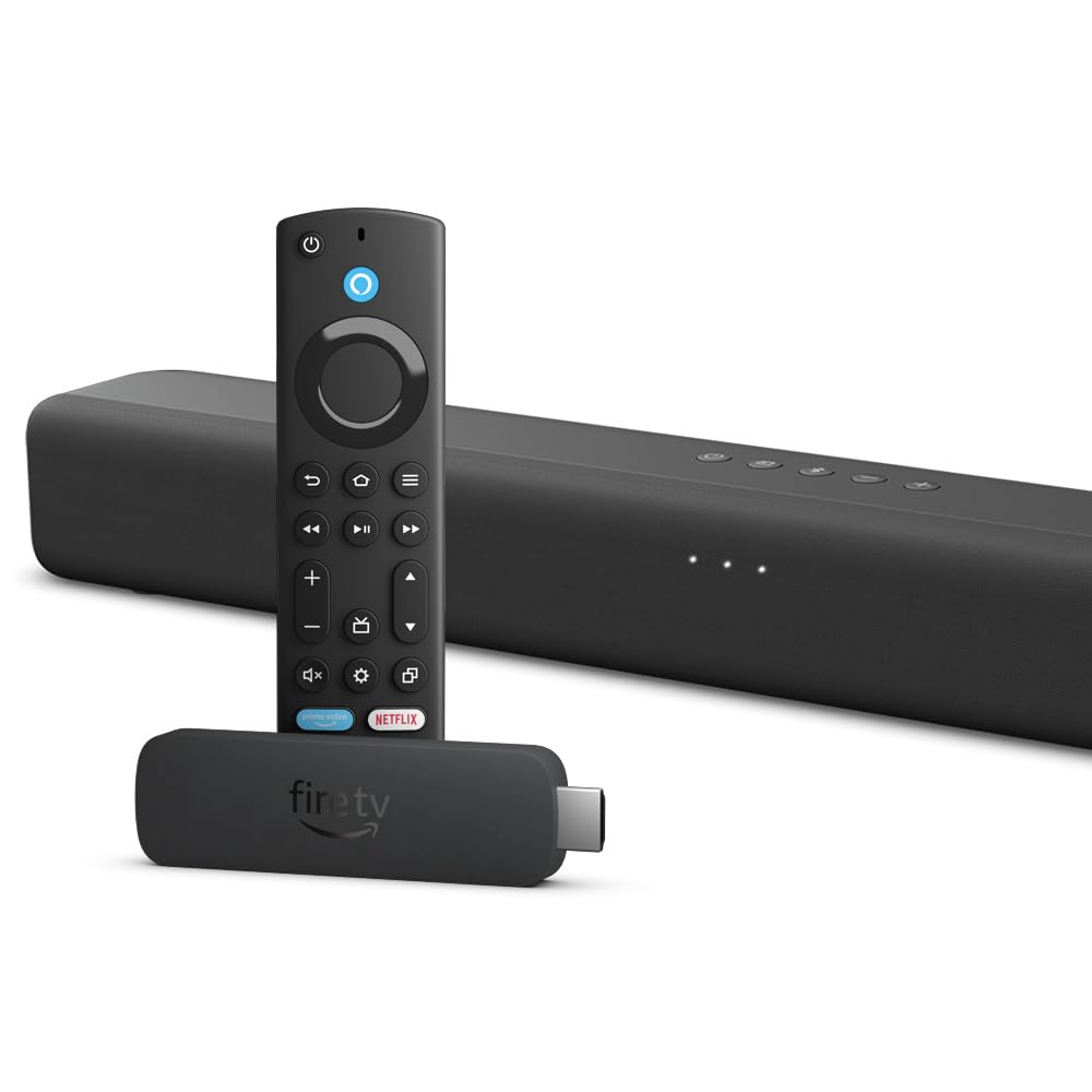 Fire TV Stick 4K Max di Amazon + Fire TV Soundbar di Amazon, altoparlante 2.0 con DTS Virtual:X, Dolby Audio