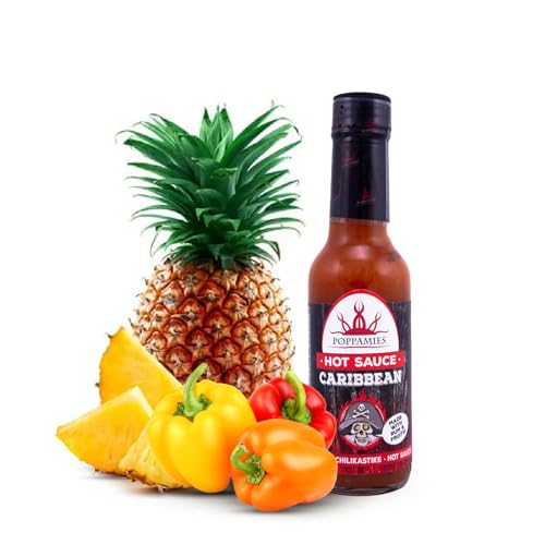 Poppamies Salsa al peperoncino fruttato caldo caraibico - Senza glutine Senza lattosio Vegano - Spezia: 5/10-150ml