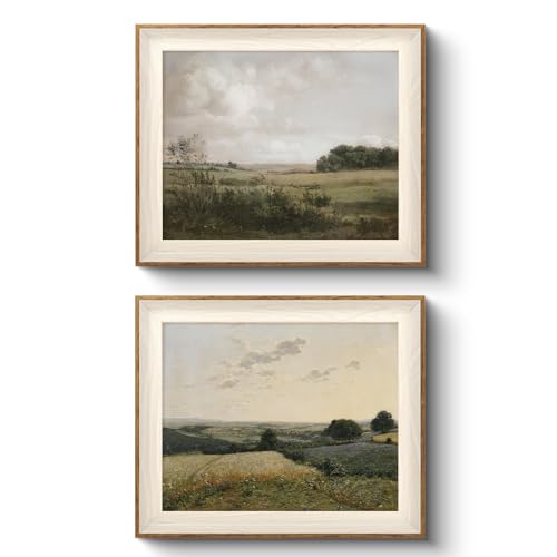 VIYYIEA Vintage Landscape Framed Wall Art 2 Set, Nature Wildernes...