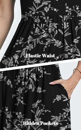 Image of Womens Short Sleeve Empire Waist Dresses Casual Summer Dress with Pockets
