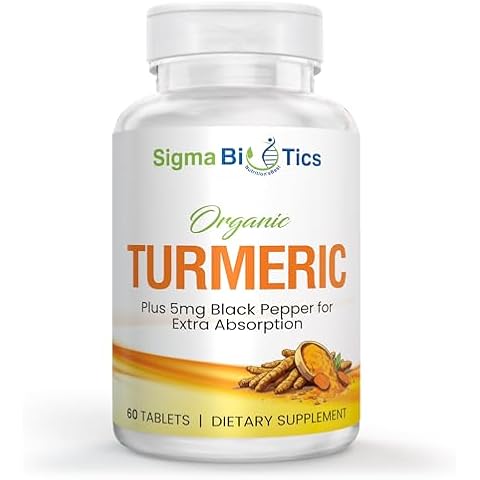 SigmaBiotics Organic Turmeric Supplement - Joint & Immune Health Support Supplements - 700 mg Organic Turmeric with Black Pepper for Easy Absorption - Non-GMO & Organic Formula - 90 Tablets Cover