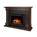 Real Flame Callaway 63" Grand Electric Fireplace with Mantel in Chestnut Oak, Free-Standing Oversized Indoor Electric Fireplace with Mantel, Adjustable Thermostat, Automatic Safety Shut-Off.
