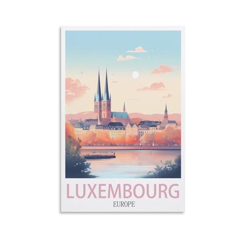 Jdjdu Luxembourg Affiche vintage de voyage Cadeau Décoration murale Poster Toile Art Poster