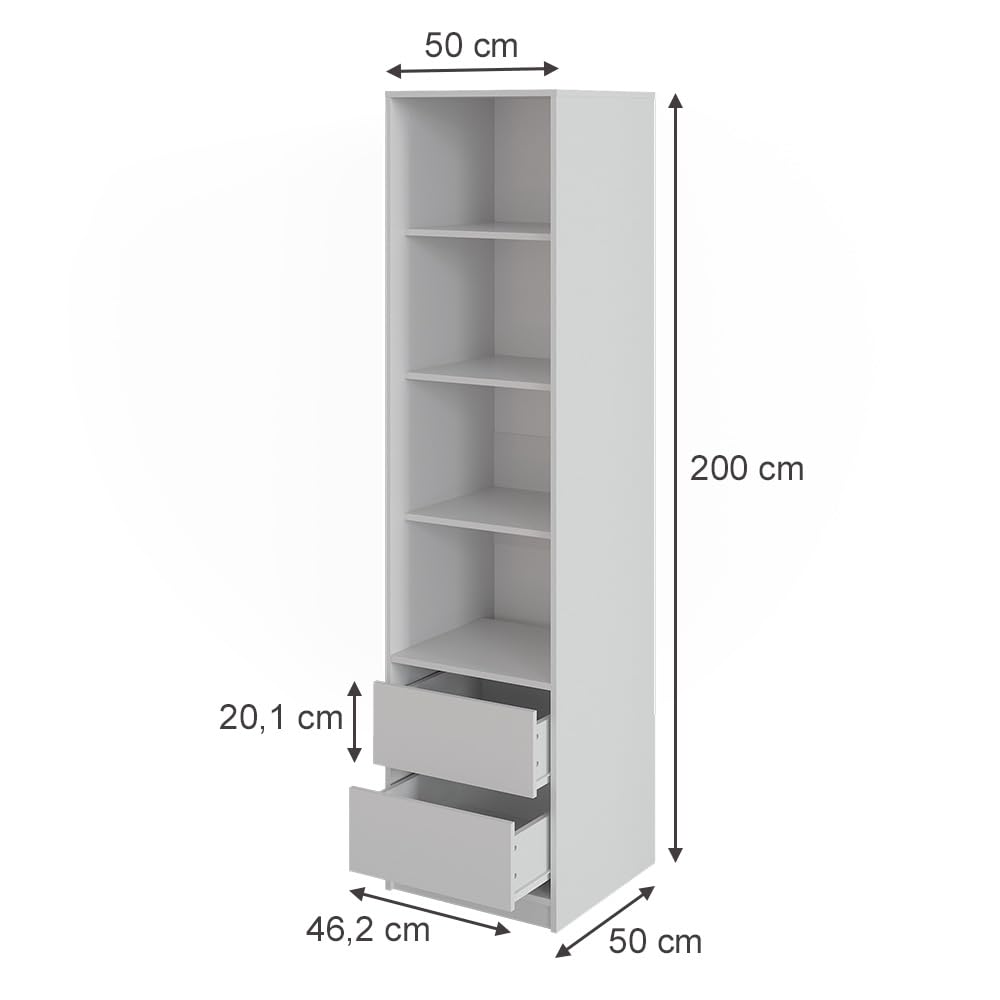 Vicco Armoire Elmo, Blanc, 50x200cm