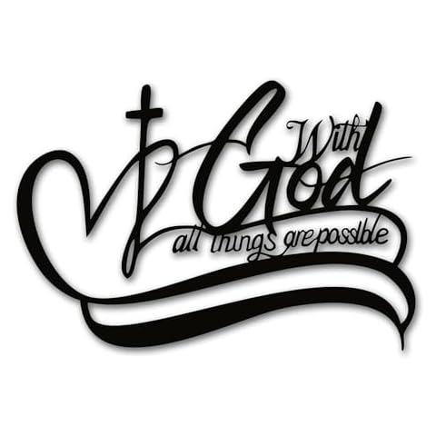 Rajukit With God All Things Are Possible Scripture Wall Art – Rustic Bible Verses Wall Decor for Home & Outdoor， Christian Religious Wall Art, Metal Décor Sign Cover