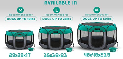 Ruff 'n Ruffus Portable Foldable Pet Playpen + Free Carrying Case + Free Travel Bowl | Available in 3 Sizes Indoor… - Image 4