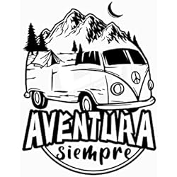 Artstickers Pegatina Furgoneta Camper Aventura Siempre, Pegatina Caravana, Pegatina Autocaravana. (Negro, 27 x 21cm)