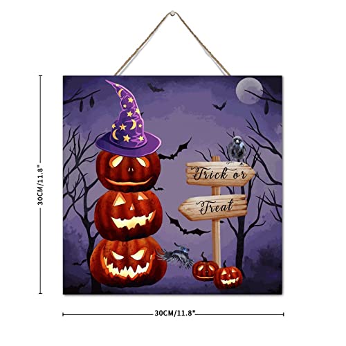 Plaque murale Halloween bois avec dictons citrouille effrayante et fantôme vintage de salon