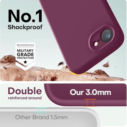 Image of LOVE 3000 Designed for iPhone 16e /17e Case, Premium Silicone with [Soft Anti-Scratch Microfiber Lining] Shockproof Protective Phone Case for Men Women Girls 6.1 inch, WineRed