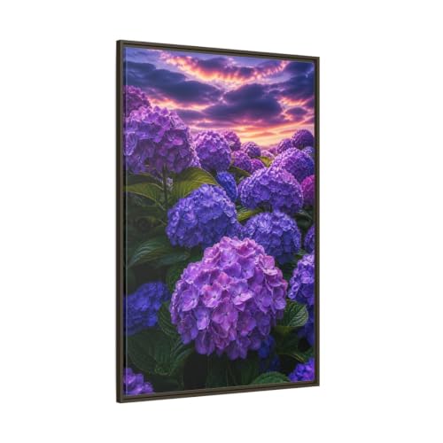 Art mural hortensias pour habiller un grand mur vide de salon 80x120 cm