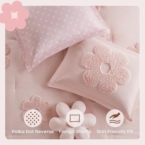 Intelligent Design Kids Twin Duvet Cover Set for Girls, Tufted Chenille Floral Duvet Set Twin, Lightweight Duvet Reversible Bedding Cover