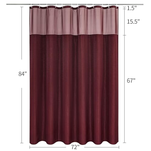 Luxury Textured Fabric Shower Curtainwith Snap-in Liner Burgundy,72x84 by MitoVilla - Used condition - Image 7