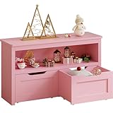 IRONCK Toy Storage and Organizer for Boys and Girls, Toy Chest with Shelf and Removable Drawers, Toy Box for Bedroom, Playroom and Nursery, Pink