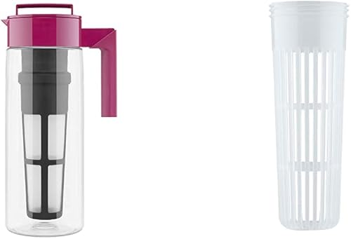 Takeya Máquina de té helado con tecnología patentada Flash Chill, fabricada en Estados Unidos, 2 cuartos de galón, infusor de frambuesa y frutas