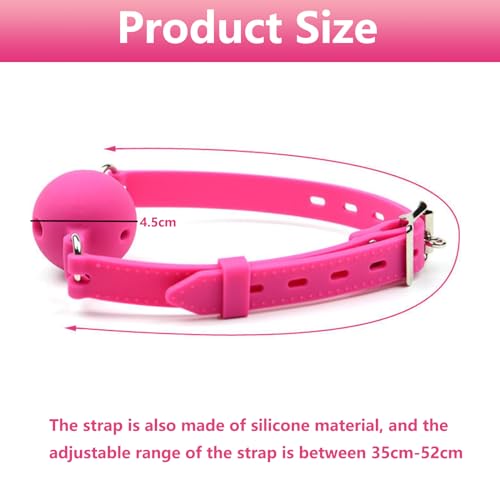 Image of Leather Restraints Ball Mouth Plug Silicone Bondage Ball Gag Hollowed-Breathable Silicone Sex Gag Muzzles Adjustable Strap Bondage Harness Restraints( (Pink-BO4)