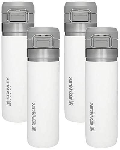 Image of Stanley Quick Flip GO Water Bottle 24 oz | Push Button Lid | Leakproof and Packable for Travel and Sports | Insulated Stainless Steel | BPA-Free | Polar (Pack of 4)