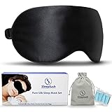 SLEEPLUSH Mulberry Silk Sleep Mask – Smooth Eye Mask with Silk Covered Straps – Best Travel Sleeping Mask Comes with Ear Plugs and Pocket Bag