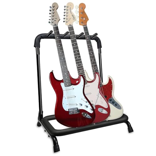 5 CORE Multi Guitar Stand Rack Heavy Duty 3 Guitars Holder Multi Storage for Band Stage Acoustic...
