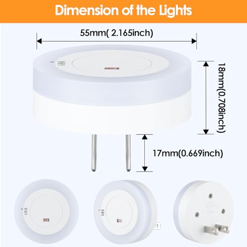 Image of LED Night Lights Plug in, Dimmable Nightlight Plug Into Wall with Light Sensor, Soft White Adjustable for Adults, Bedroom, Bathroom, 4-Pack