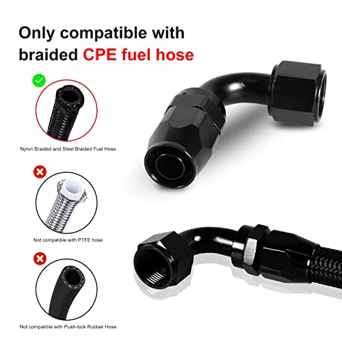 Image of 1PCS 4AN 90 Degree Swivel Hose End Fitting for Braided CPE Fuel Line Anodized Aluminum Alloy Black