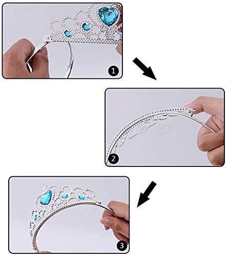 PartyMane Snow Queen Costume Crown Tiara Snowflake Princess Dress Up Hair Accessories Snow Hair Clips Crown Princess Shiny Side clamp Easter Present (Blue Stoned) 1 Pcs - Image 3