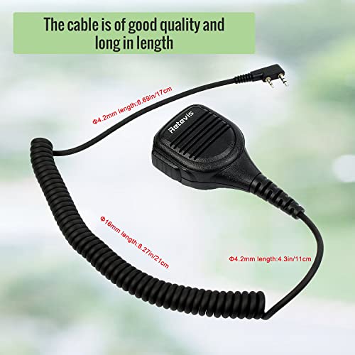 Retevis Funkgerät Lautsprecher Mikrofon Kompatibel mit Walkie Talkies RT85 RT86 RA685 RT5R RT21 RT7 Baofeng UV-5R/UV-5RE/UV-5R Plus Funkgerät Handmikrofon für Jagd und Schießen(1 Stück)