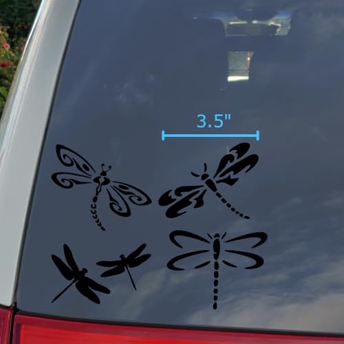 Image of Dragonfly Decals 4 Pack (Black, Small ~3.5 inch)