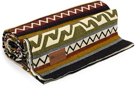 QISU Wool Blanket Throw | Large, Beautiful, Warm, Variegated, Handmade in Ecuador by Local Artisans |94″ x 78″|Ultra-Soft, Hypoallergenic & Breathable | Non-Itchy or Scratchy Fabric(Blue Footed Bobby)