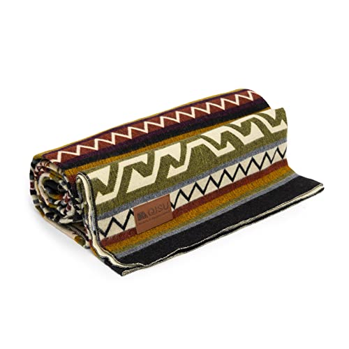 Qisu Wool Blanket Throw | Large, Beautiful, Warm, Variegated, Handmade In Ecuador By Local Artisans |94″ X 78″|Ultra-Soft, Hypoallergenic & Breathable | Non-Itchy Or Scratchy Fabric(Blue Footed Bobby) #TOP3