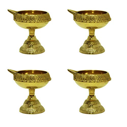 Lampe Puja Diya en laiton de qualité supérieure Kubera Vilakku avec support