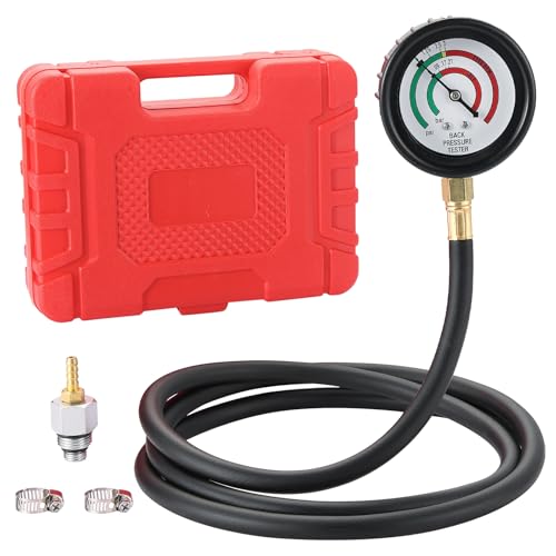 DASBET Exhaust Back Pressure Tester Kit with Carrying Case Automotive Exhaust Back Pressure Gauge Set with 6-Foot Hose & Adapter(M12/M18) & 2 Hose Clamps Professional Automotive Diagnostic Tool