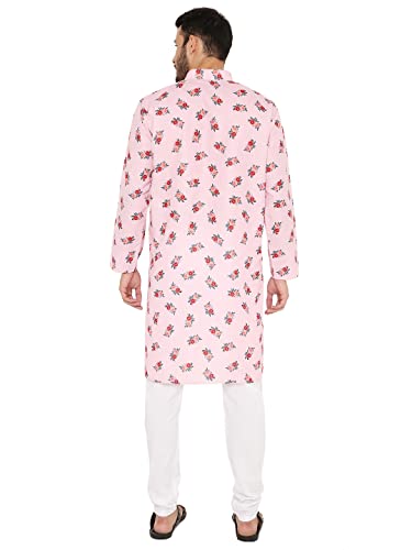 Image of Maharaja Floral Printed Linen Kurta Pyjama Set for Men