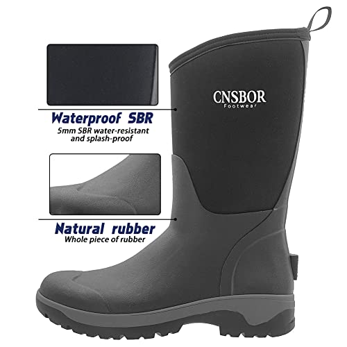 Image of CNSBOR Men's Rain Boots - Waterproof Rubber Insulated Boots for Fishing, Agriculture & Industrial Working