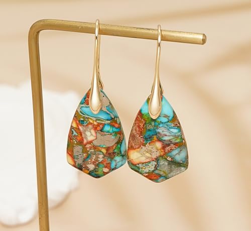 Natural Stone Earrings Multishape Dangle Drop Earrings Boho Stone Earring for Women4