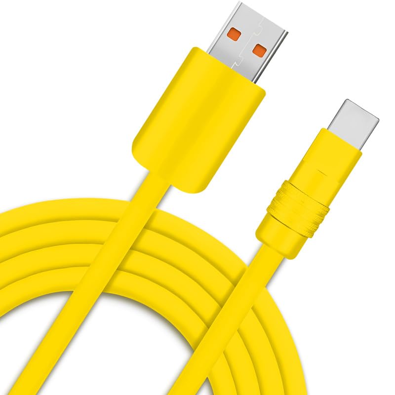 Chubby 2.0 Durable Fast Charging Cable USB Type-C Cables Ultra-Thick Silicone Cord USB-C to USB A Cable for Cell Phones, Android Devices and More, Yellow+Yellow, USB-A to Type-C, 3.3 FT