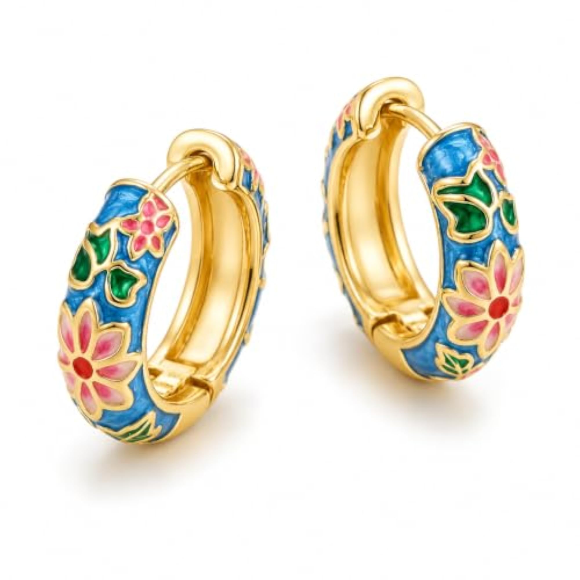 Women's 18KT Gold Plated Floral Era Hoop Earrings, Gift
