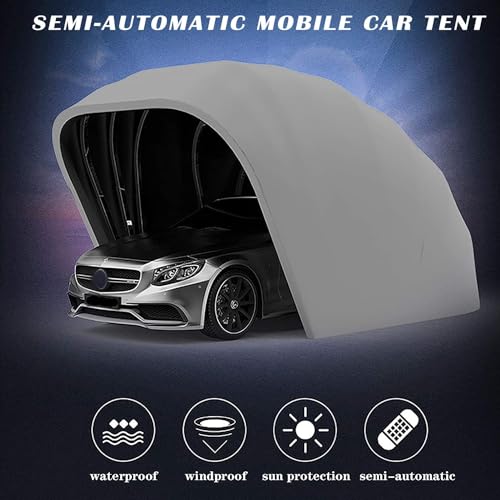 Tenda portatile per auto con design pieghevole in acciaio inox per protezione da sole e pioggia, ideale per attività all'aperto e riparo per piccoli veicoli