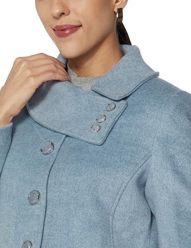 Image of Qube By Fort Collins Women's Semi-Long Tweed Coat with Knitted Finish - Elegant Winter Outerwear for Casual and Formal Looks