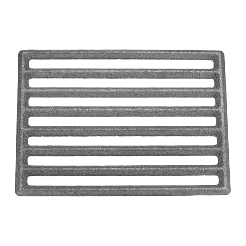 PATIKIL Cast Iron Fire Grate, 8.4 Rectangle BBQ Grill Grate Replacement High Heat Charcoal Plate Fire Bottom Grate Grilling Accessories 6 Slots for Grilling Barbecue