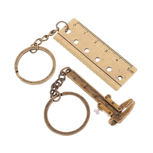 Healeved 2 piezas Mini Vernier Caliper Keychain Compact Metal Ruler Pendant Portable Precision Measuring Tool For Schoolbags And Travel Stylish And