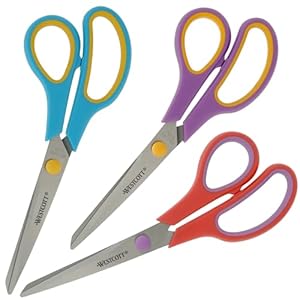 Tijeras Westcott Easy Grip 3 piezas Mix | Juego de 3 tijeras universales con agarre cÃ³modo | Cuchilla de acero inoxidable extra afilada y duradera | Tijeras para hogar y oficina | N-90033 00