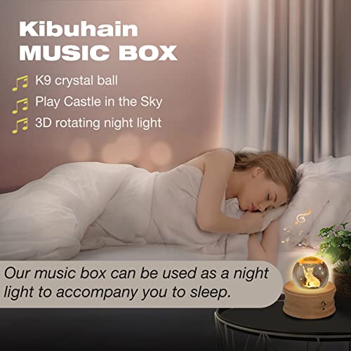 Kibuhain 3D Crystal Ball Music Box With Projection Led Light And Rotating Wooden Base, Best Gift For Christmas Birthday Valentine's Day, Music Boxes For Women Mom Girls-Castle In The Sky #TOP4