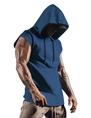 COOFANDY Men s Athletic Hooded Tank Tops Workout Hoodies Cut Off Sleeveless Tee