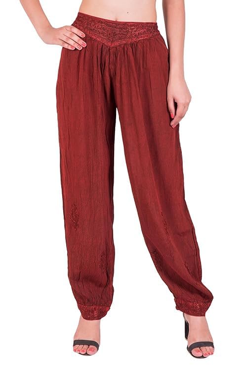 LUJOSO Harem Pants for Women | Stylish Afghani Salwar | Women's Rayon Fabric Pants Loose Fit for Yoga & Dancing | Waist Size 22 to 42 Inches, Free Size