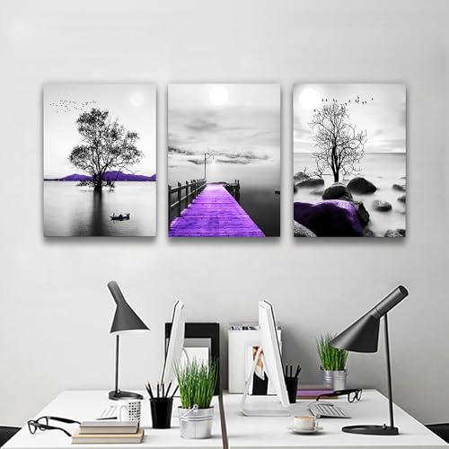 Canvas Wall Art For Living Room Canvas Wall Decorations For Bedroom Large Size Modern Wall Decor Painting Black And White Canvas Pictures Artwork Purple Scenery Canvas Art Prints Dormitory Decor