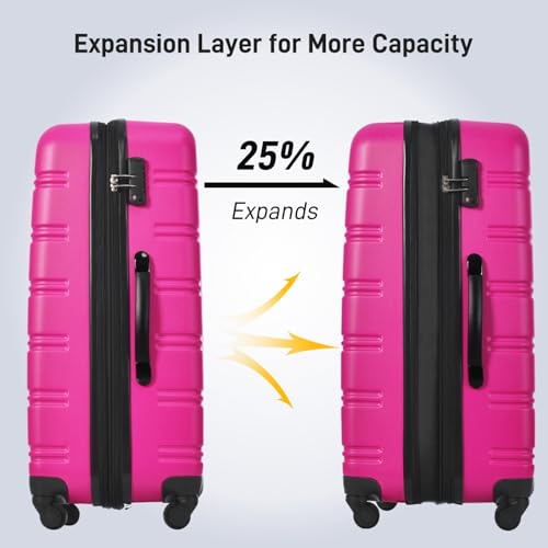 Hardshell Luggage Sets 2Pcs Spinner Suitcase with TSA Lock Lightweight Travel Luggage for Weekend Getaways Business Trips Vacation Travel Accessories (Pink + ABS)3