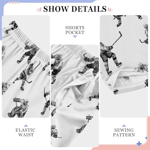 Hockey Player Goaltender Pattern Lounge Pajama Pants Soft PJ Bottoms for Sleepwear Ages 6-14 Years4