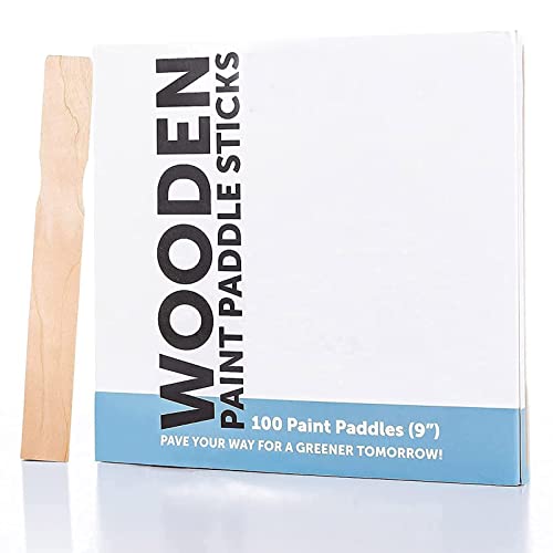 WoodU Wood Paint Craft Sticks - Wax Sticks, Hard Wooden Paddle Popsicle Sticks for epoxy Resin Mixing â€“ Long Tongue Depressor, - Jumbo Wooden Craft Sticks- 9" Bulk Pack 100pc